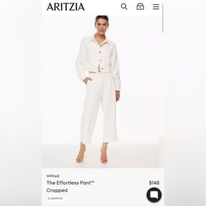 Wilfred Aritzia Effortless Cropped Pant size 10 matte pearl